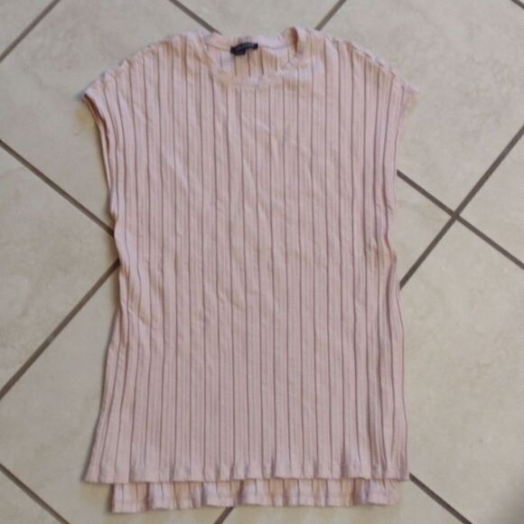 Eileen Fisher light pink stretchy Tencel ribbed knit shirt size XS - Picture 2 of 10